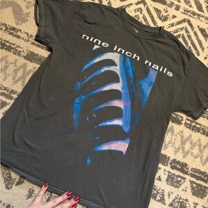 Nine Inch Nails Graphic Band Tee with Blue/Purple Print Pretty hate machine